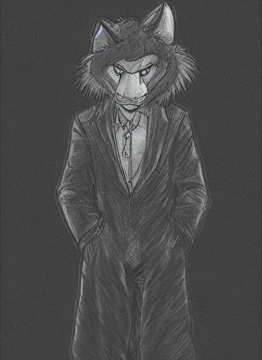 Prompt: a beautiful portrait commission of a gloomy male furry anthro flating in a dark somber void, detailed, inked, minty atmosphere