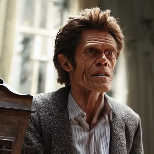 Image similar to willem dafoe in the role of hermione jean granger, film still