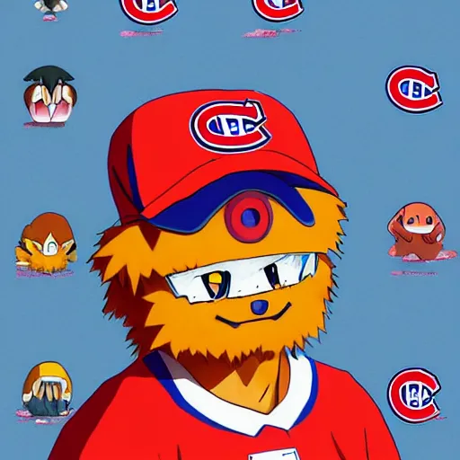 Image similar to anime Portrait of Youppi the Habs Montreal Canadiens Mascot as a very cute powerful and friendly pokemon, highly detailed anime, high evolution, 1990s, legendary, smooth, sharp focus, dynamic lighting, intricate, trending on ArtStation, illustration pokemon, art by WLOP