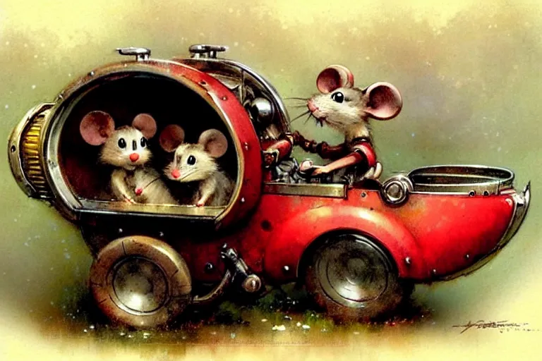 Image similar to adventurer ( ( ( ( ( 1 9 5 0 s retro future robot mouse jukebox wagon house. muted colors. ) ) ) ) ) by jean baptiste monge!!!!!!!!!!!!!!!!!!!!!!!!! chrome red