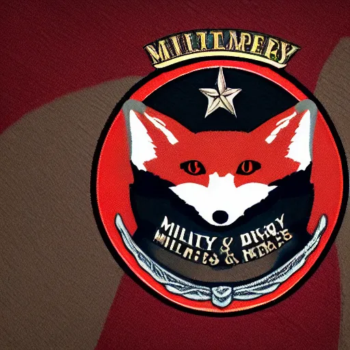 Image similar to military logo that involves foxes, white and red color scheme