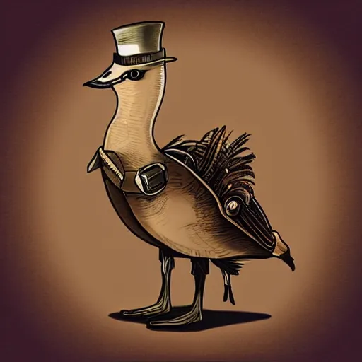 Prompt: Steampunk goose, steampunk artstyle