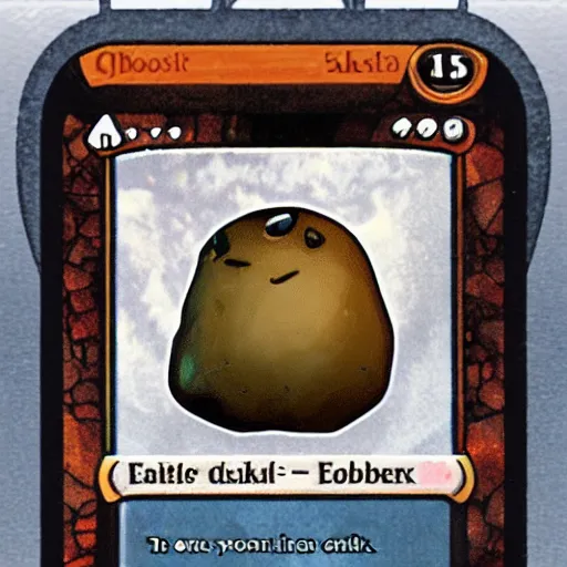 Image similar to a magic card of a pebble