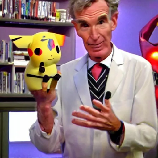 Image similar to Bill Nye as a pokemon professor