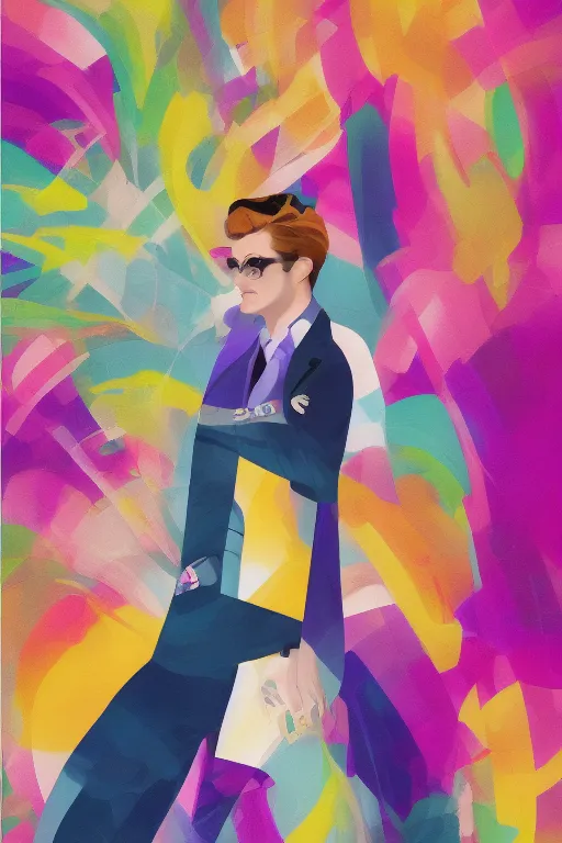 Image similar to male powersuit dapper look artwork of high - end haute couture bespoke fashion by ali sabet, lisa frank & sho murase