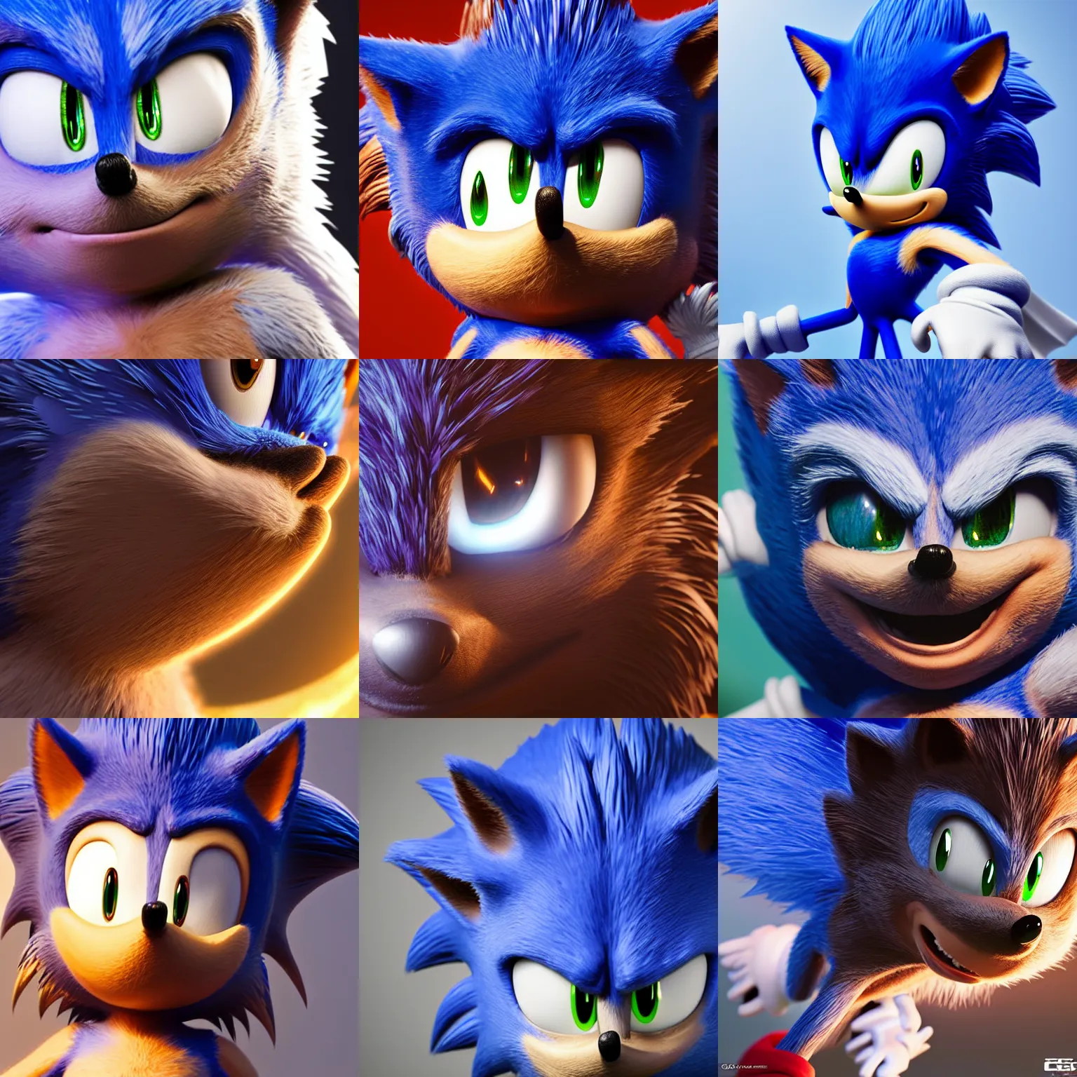 Image similar to a close up of sonic the hedgehog, concept art by senior character artist, cgsociety, photorealism, reimagined by industrial light and magic, rendered in unreal engine, official art