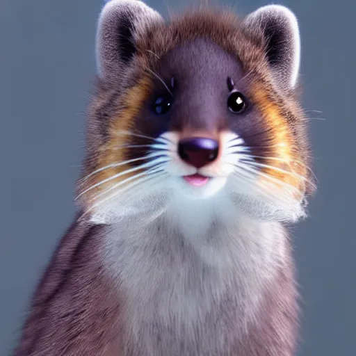 Prompt: long shot of a cute fluffy furry marten desolving into thin air, natural lighting, ground - level shot, reallusion character creator, 4 k, highly detailed, humourus, fine art illustration