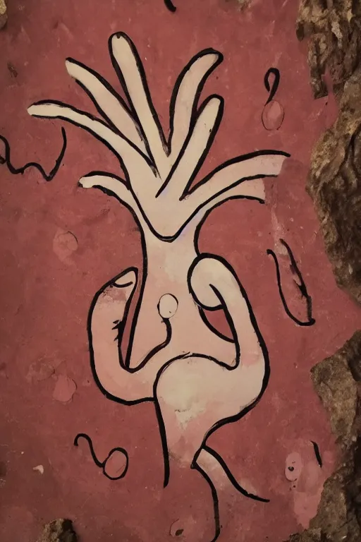 Image similar to plumbus, cave painting