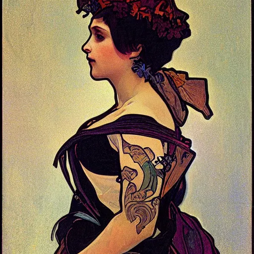 Prompt: punk, painted by alphonse mucha