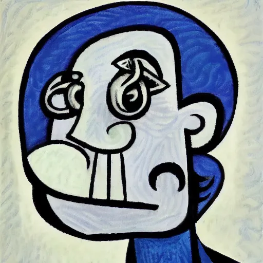 Prompt: handsome squidward in picasso style, portrait, big smile