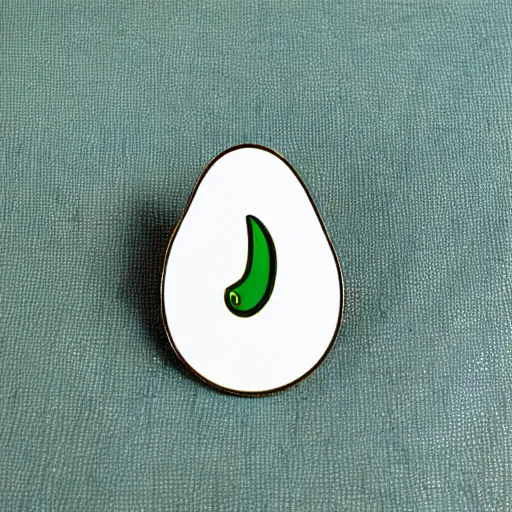 Image similar to a photo of a retro minimalistic enamel pin depicting an exploding jalapeno, use of negative space allowed, smooth curves