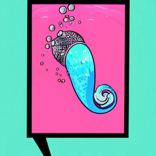 Image similar to deep ocean snail blowing bubbles, vaporwave risograph, synthwave