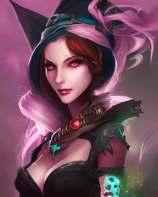 Prompt: Jinx League of Legends beautiful digital illustration portrait of a Witch who design by Ross Tran, artgerm detailed, soft lighting