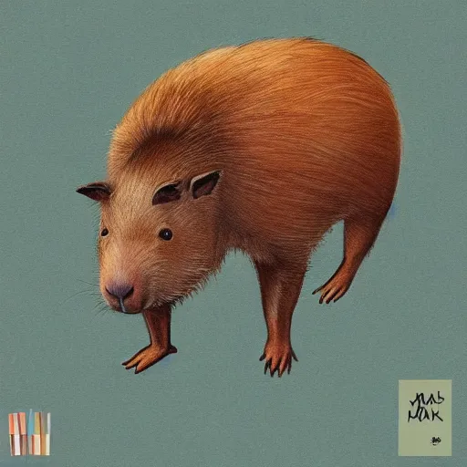 Prompt: Capybara drinking mate, cute, photorealistic art, album cover