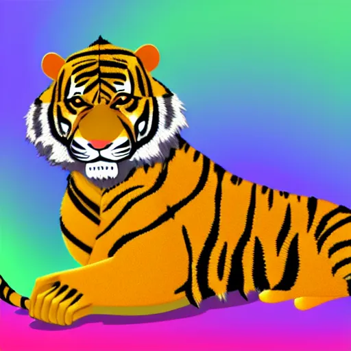 Image similar to Male masculin Furry Tiger as Police ,fullbody, Rainbow Background, 8k Photo Realistic