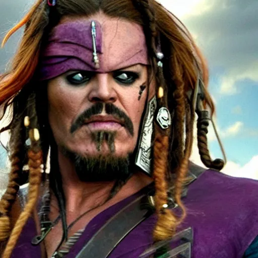 Image similar to thanos as jack sparrow, highly detailed