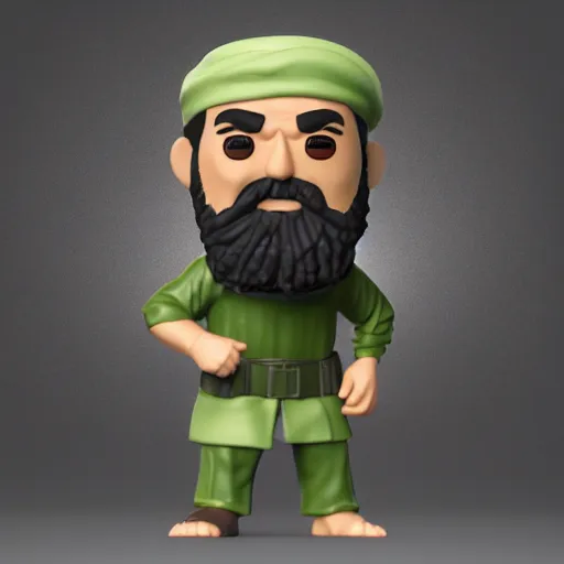 Image similar to funko pop of osama bin laden, product shot, macro, hyper realistic, octane render, unreal engine, 4 k, 8 k