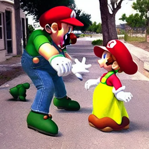 Image similar to “Mario saves peach, live action”