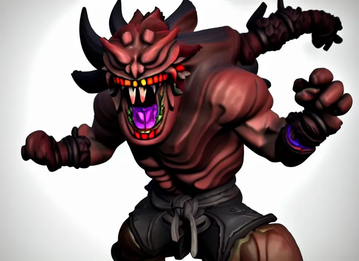 Prompt: raging oni squashling head, stylized stl, 3 d render, activision blizzard style, hearthstone style, darksiders art style