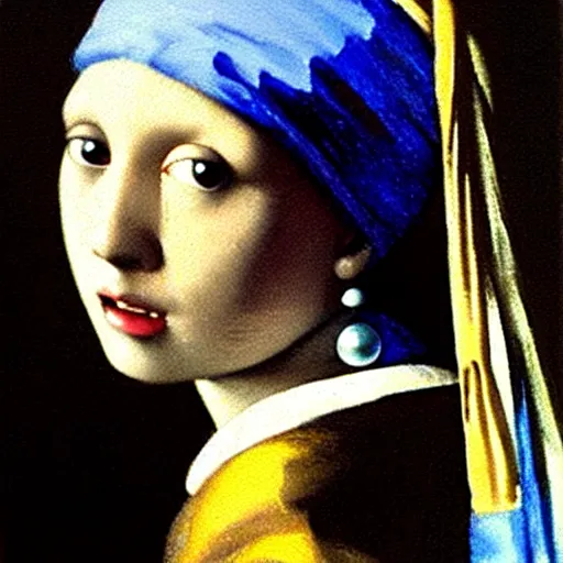 Prompt: Girl with a Pearl Earring painted by Beksinski