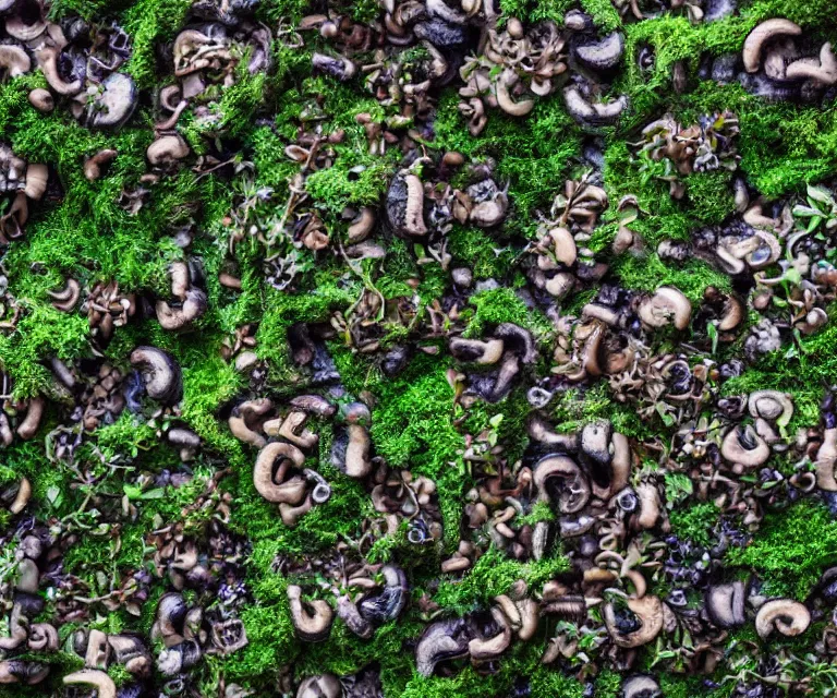 Image similar to a cityscape made of mushrooms, moss, mold, and vines in the style of anti - art trending on artstation deviantart pinterest detailed high resolution hd 8 k