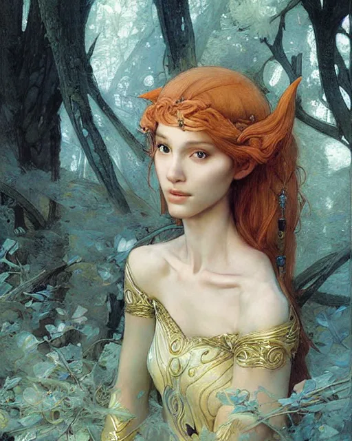 Image similar to a beautiful elf princess by Edgar Maxence and Ross Tran and Michael Whelan