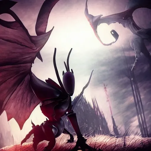 Image similar to hornet from hollow knight as a dark souls boss, looks like dark souls game, high detail, realistic