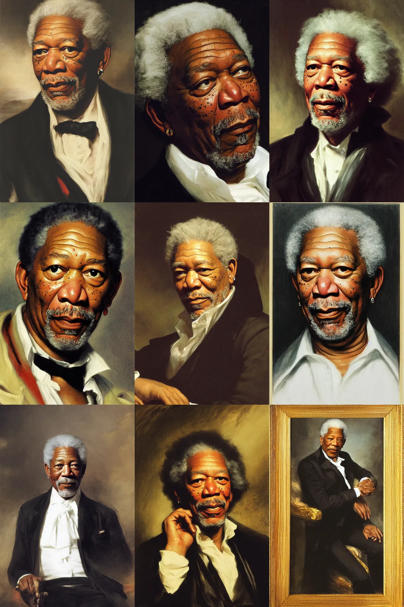 Prompt: Morgan Freeman, portrait by Thomas Lawrence