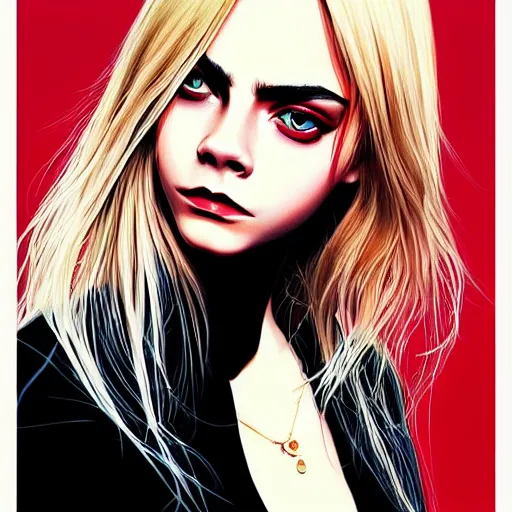 Prompt: portrait of cara delevingne by ilya kuvshinov