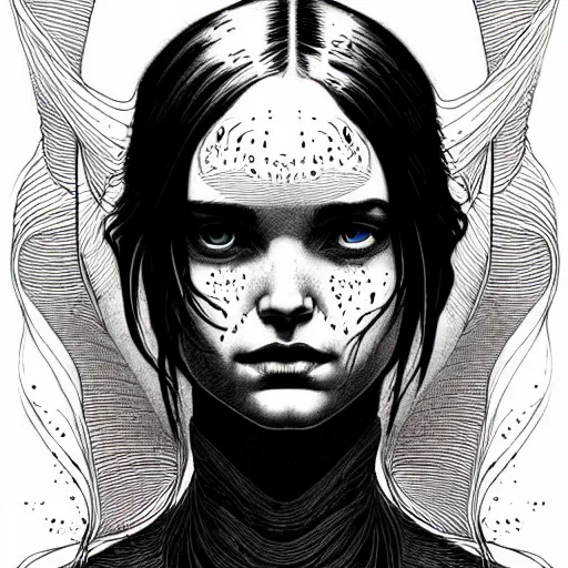 Prompt: portrait soft light, by killian eng and joe fenton and bernie wrightson and conrad roset, inspired by elysium movie, etching, fine, sharp high detail,