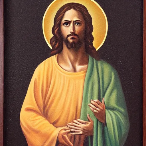 Image similar to painting of jesus christ holding a two balls