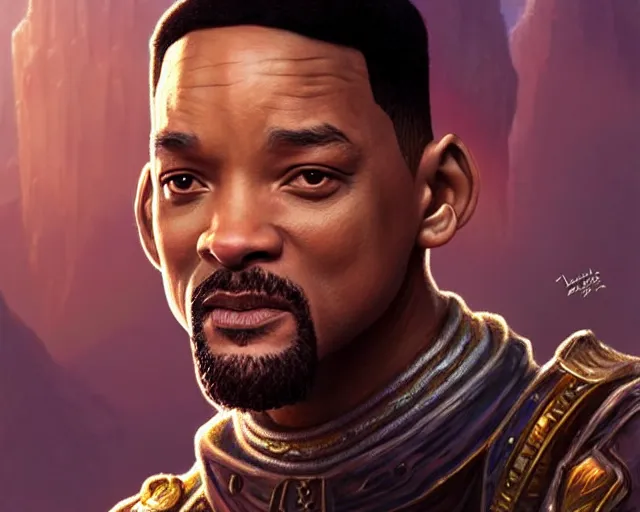 Prompt: if will smith was a halfling from d & d, deep focus, d & d, fantasy, intricate, elegant, highly detailed, digital painting, artstation, concept art, matte, sharp focus, illustration, hearthstone, art by artgerm and greg rutkowski and alphonse mucha