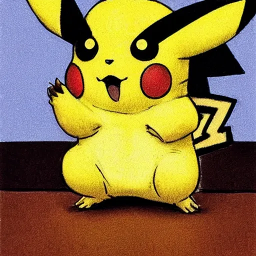 Image similar to pikachu drawn by norman rockwell