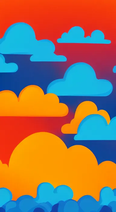 Image similar to yellow clouds, under orange clouds, sunset, smooth, cartoonish vector style, background artwork, digital art, award winning, pixel art