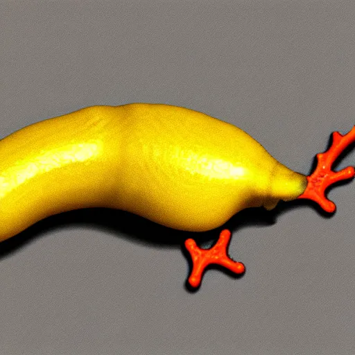 Image similar to banana slug with antlers, digital art