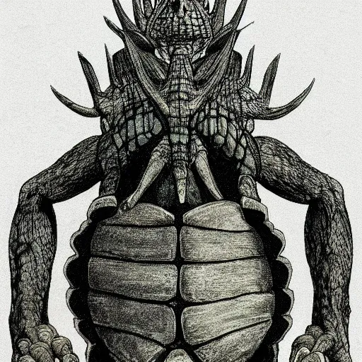 Prompt: turtle as a dark souls boss by louise bourgeois