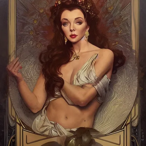 Image similar to amazing lifelike award winning pencil illustration of Joan Collins Dynasty trending on art station artgerm Greg rutkowski alphonse mucha cinematic