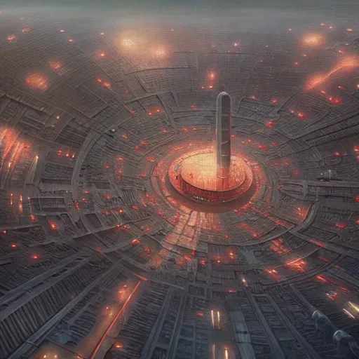 Image similar to Very very very very highly detailed orbit space soviet city Norilsk as a loading screen, intricate, dystopian, sci-fi, extremely detailed, digital painting, artstation, concept art, smooth, sharp focus, illustration, intimidating lighting, incredible art by artgerm and greg rutkowski and alphonse mucha and simon stalenhag