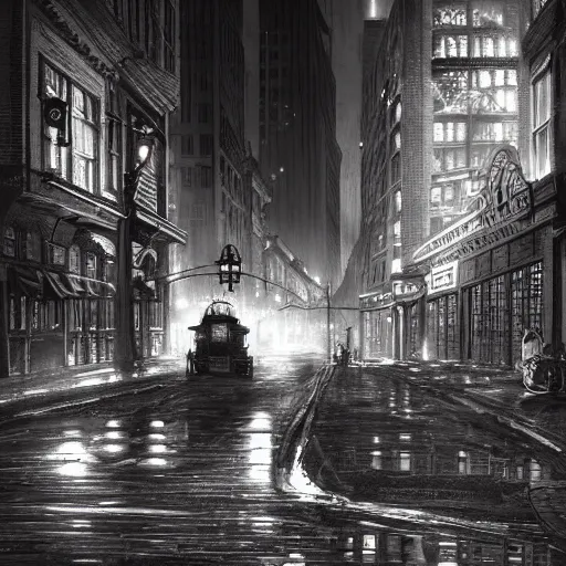 Prompt: downtown boston in 1 9 2 5, dark, spooky, atmospheric lighting, intricate, ultra detailed, well composed, best on artstation, cgsociety, epic, stunning, gorgeous, intricate detail, wow, masterpiece