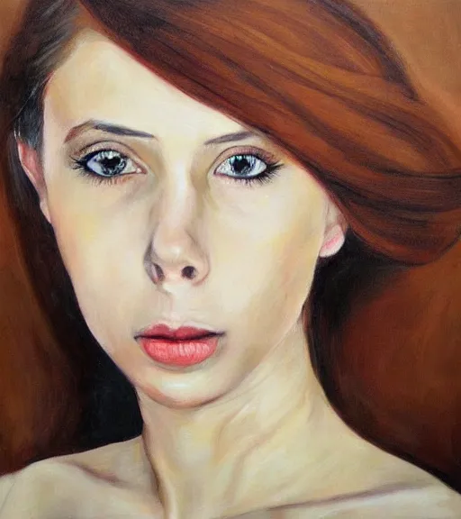 Prompt: realistic contemporary portrait woman painting