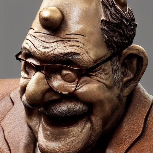 Image similar to Grunkle Stan, realistic bronze sculpture