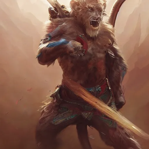 Image similar to a beautfiul award winning commission portrait of a wukong,digital art,art by greg rutkowski,character design by charles bowater,photorealistic,ross tran,hyperdetailed,detailed face,fascinating,2021,western comic style