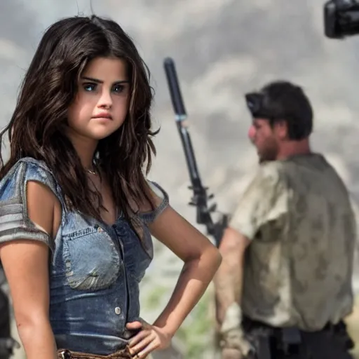 Image similar to High quality movie still of Selena Gomez in Michael Bay's Transformers