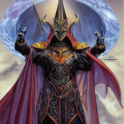 Image similar to majestic evil lord Sauron the ruler on the ring of power by Mark Brooks, Donato Giancola, Victor Nizovtsev, Scarlett Hooft, Graafland, Chris Moore