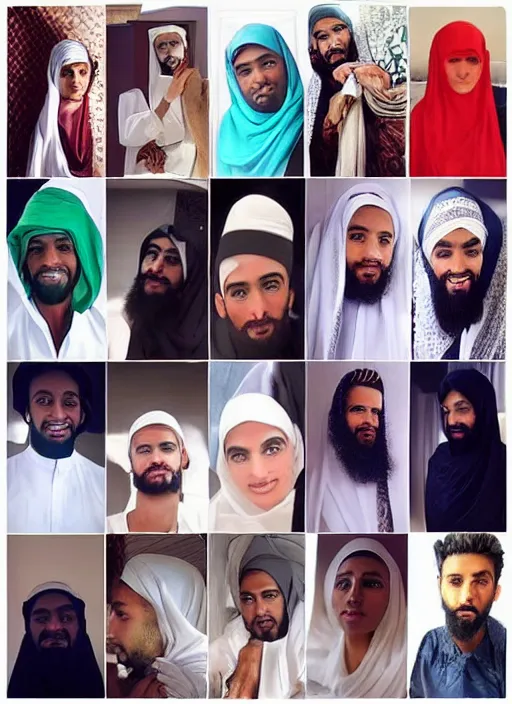 Image similar to the prophet mohammed instagram thirst trap photo shoot, perfect faces