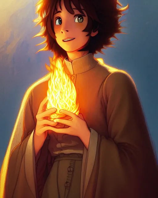 Image similar to portrait of calcifer from the movie howl's moving castle, intricate, elegant, highly detailed, digital painting, artstation, concept art, smooth, sharp focus, illustration, art by artgerm and greg rutkowski and fra angelico and alphons mucha