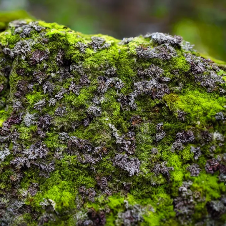 Image similar to a lichens and moss close-up various fungus, mushrooms and plants, Atmospheric phenomenon, artistic photography, muted colors, conceptual, long exposure outside the city