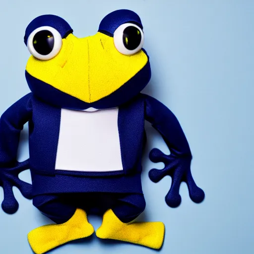 Image similar to frog wearing a sailor suit, studio photography,