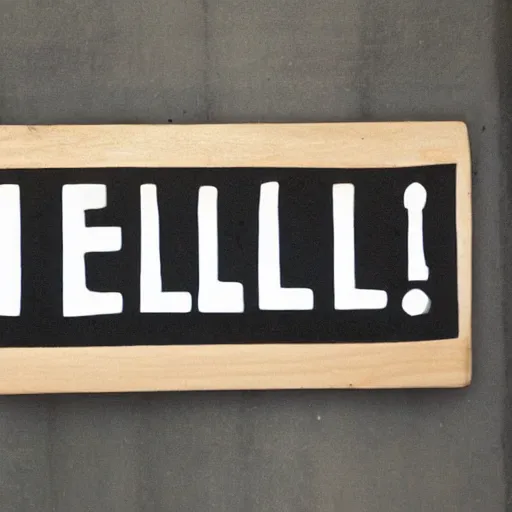 Prompt: A sign that reads 'Hello'.