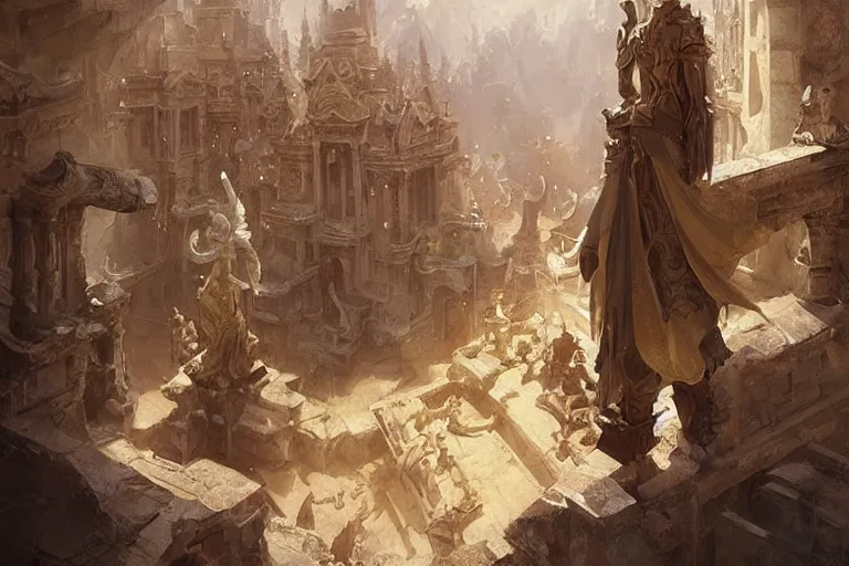 Prompt: an artist carving caryatids in the baroque era, magical, painters, hearthstone art style, epic fantasy style art by Craig Mullins, fantasy epic digital art, epic fantasy card game art by Greg Rutkowski